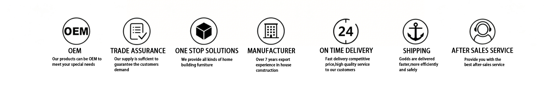 Alvin Building factory service advantages, OEM custom cabinets, trade assurance, one-stop furniture solutions, professional manufacturer, on-time delivery, fast shipping, full after-sales service